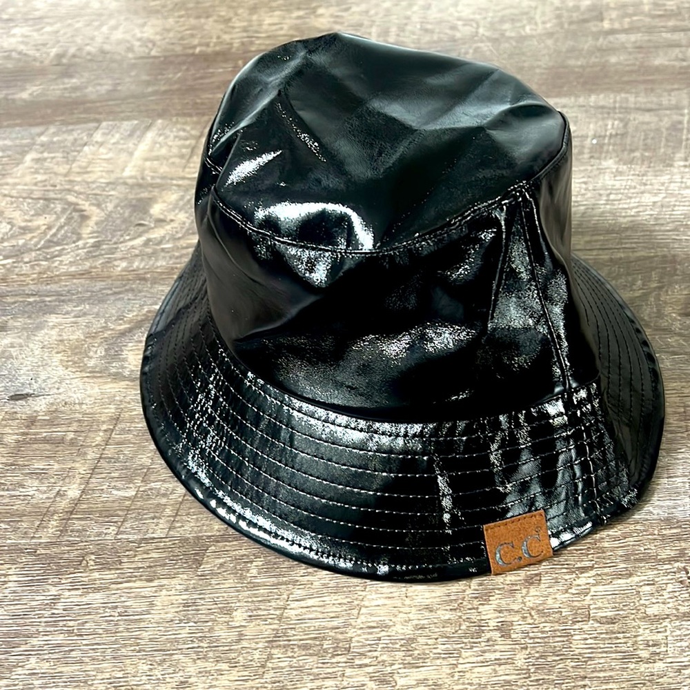 Pleather Black C.C. Bucket Hat